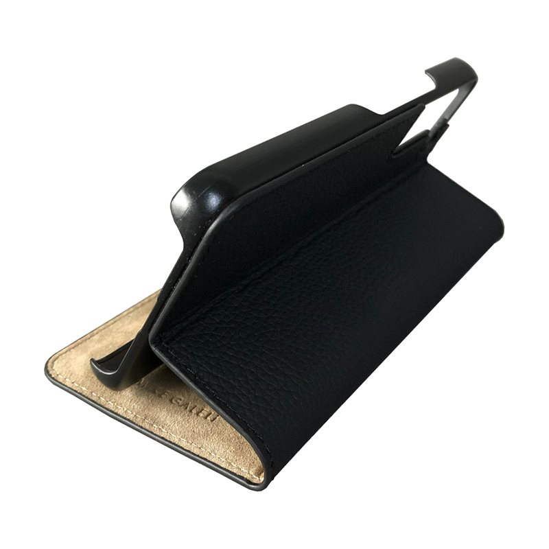 Samsung Galaxy S22 5G Echtleder Book Case Tasche Flip Cover Hand Made (MARCS22-M01) - Schwarz