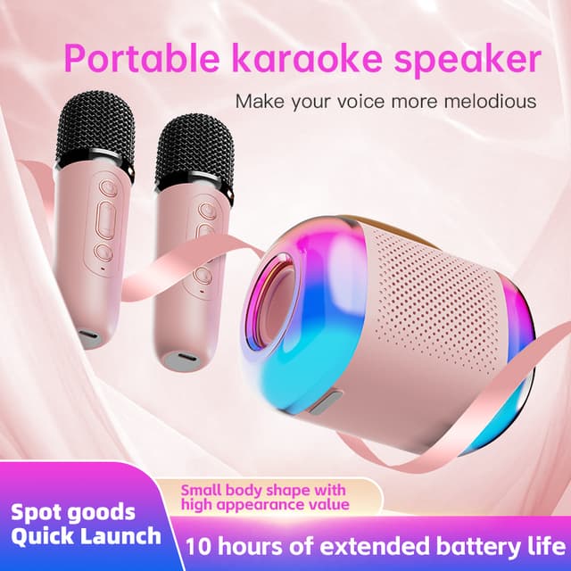 Y5-Dobbelt Mikrofon Karaoke Maskine med Bluetooth Højttaler