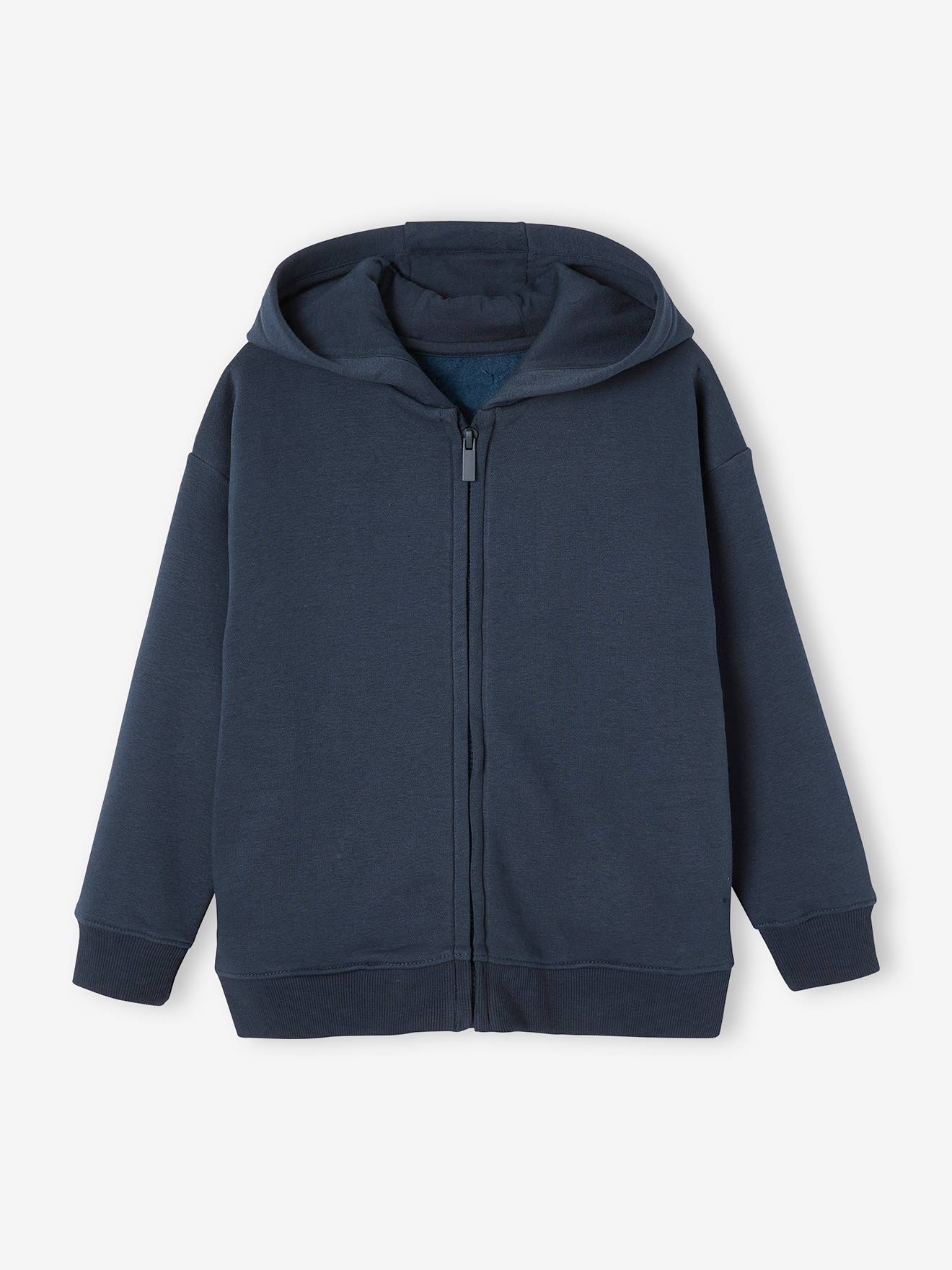 Moletom com zíper personalizável para meninos, azul escuro