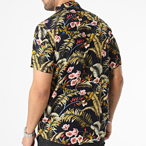 Chemise Manches Courtes Noir Floral
