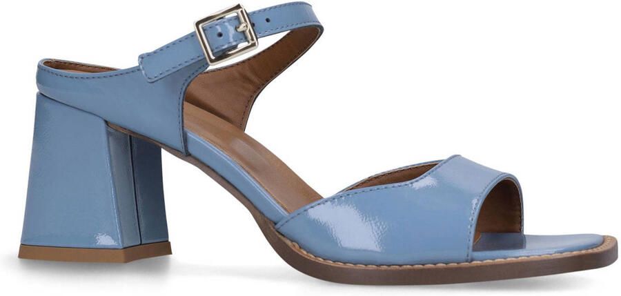 Manfield Dames Blauwe lak leren sandalen met hak