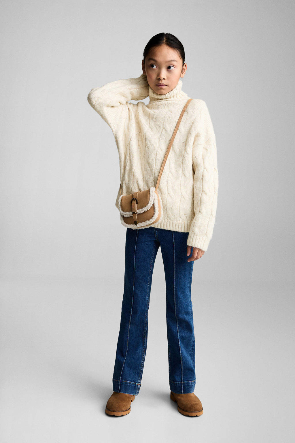 Mango Kids coltrui beige met kabels