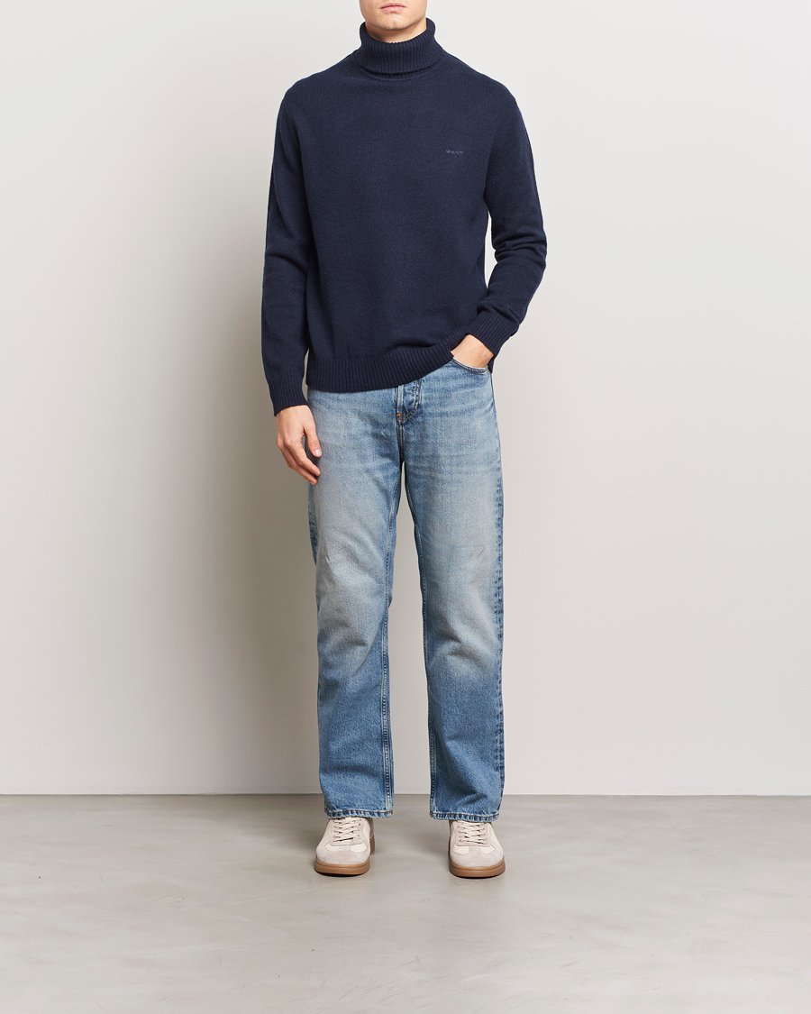GANT Knitted Wool Turtleneck Evening Blue