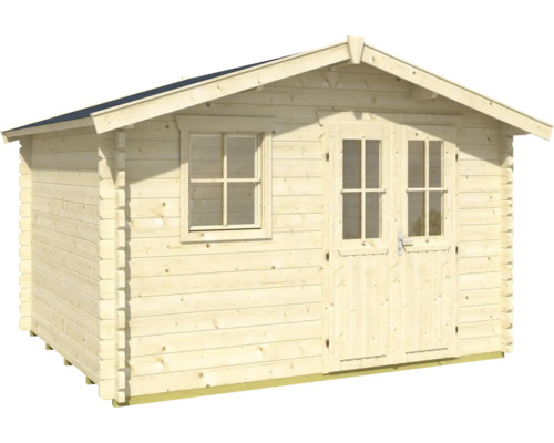 Blokhut Konsta Trelleborg 45 mm met vloer 380 x 330 cm naturel