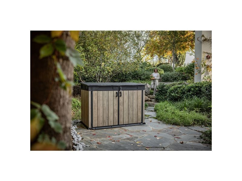 Keter Horizontal Shed – Ashwood 190.5 x 109.3 x 132.5 cm Gartenschrank für grosszügigen Stauraum