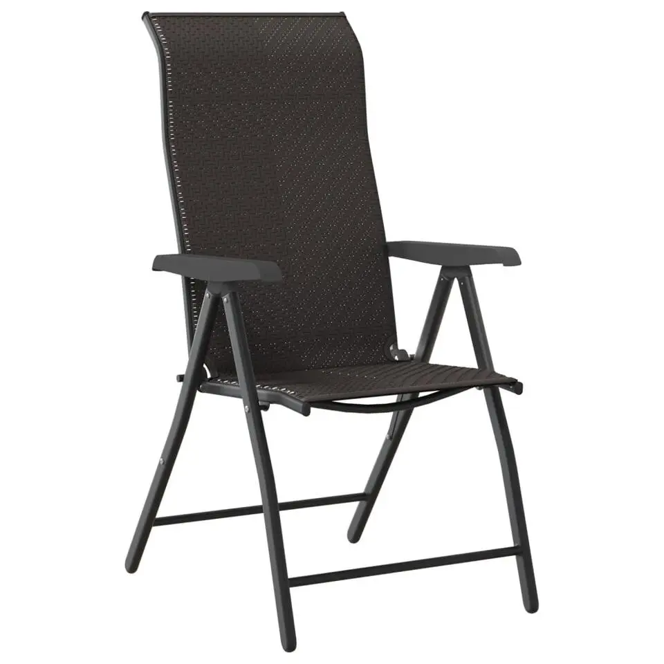 vidaXL - Tuinstoelen - Inklapbaar - Zwarte koffiekleur - Poly rattan - 2 stuks
