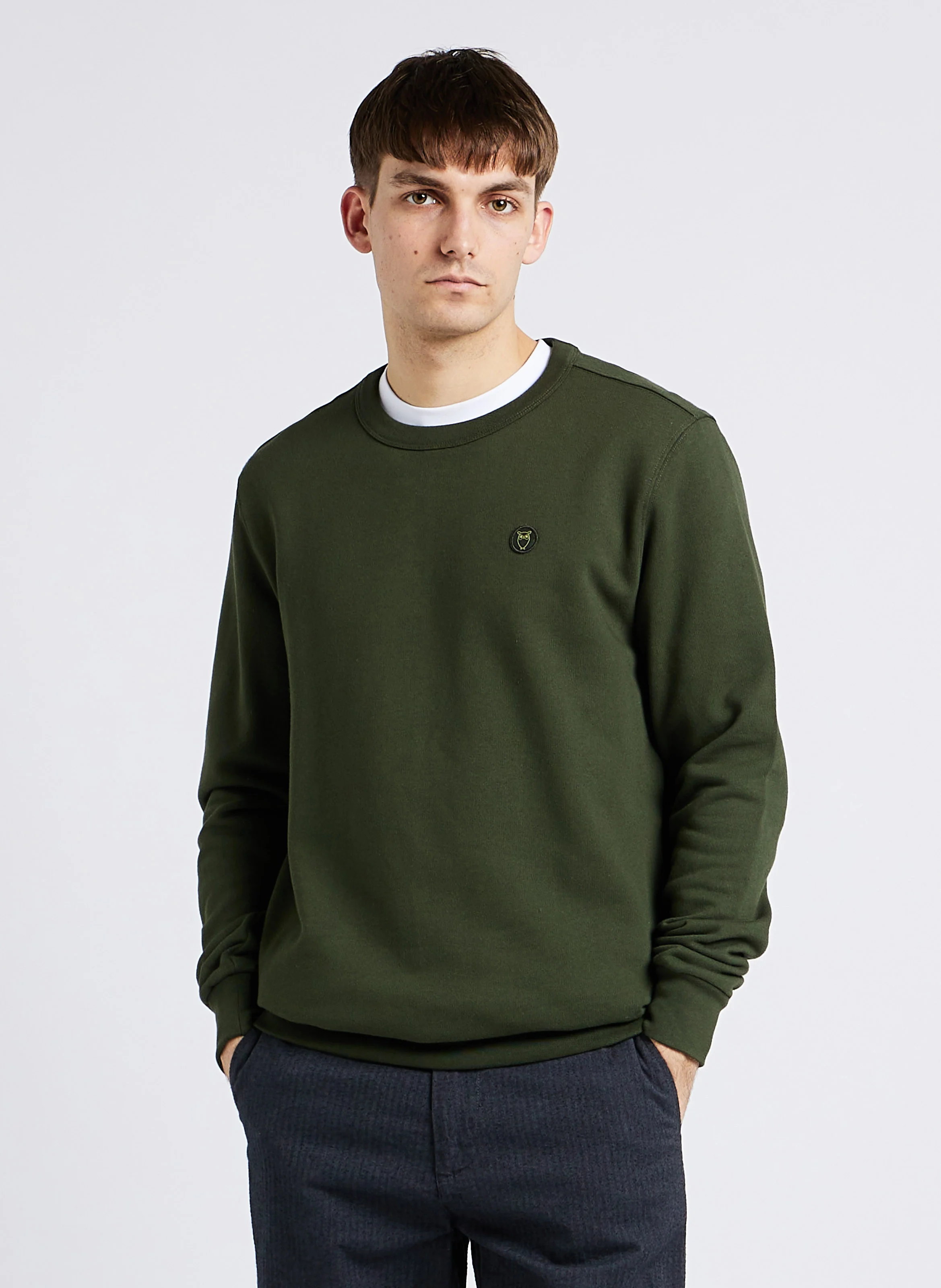 Sweat droit col rond en coton bio | Vert