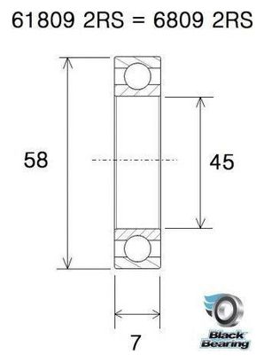 Roulement B3 - BLACKBEARING - 61809-2rs / 6809-2rs