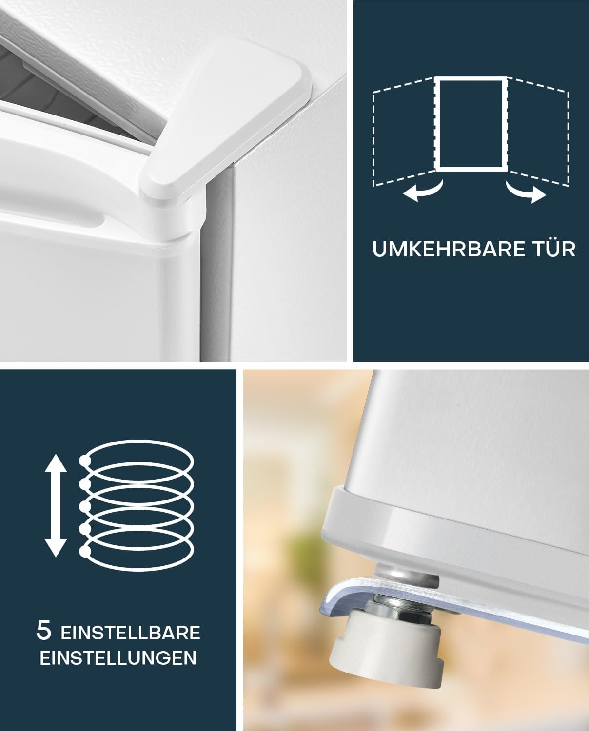 Upstreman 46L Mini-Kühlschrank mit Gefrierfach, einstellbarem Thermostat, energiesparend, geräuscharm, eintüriger Kompaktkühlschrank für Wohnheim, Büro, Schlafzimmer, Weiß-FR17