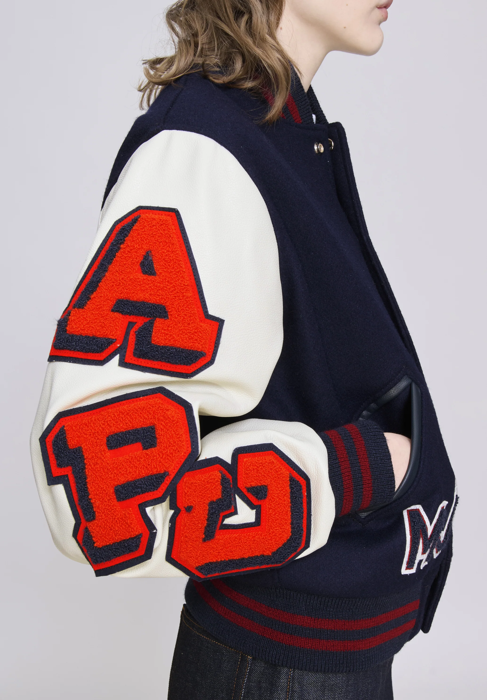 A.P.C. x Marc Jacobs. The Varsity Jacket - Dark navy/blanc casse