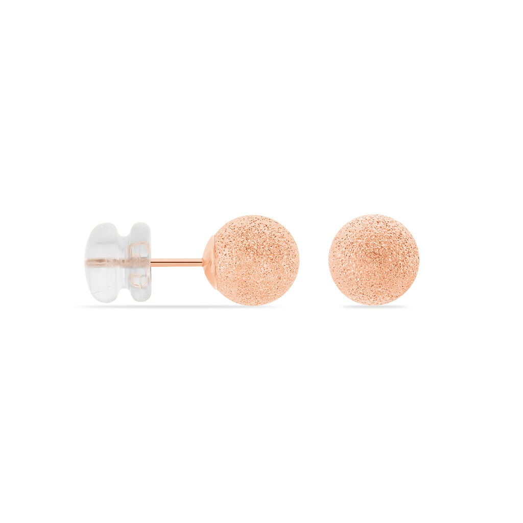 Boucles D'oreilles Puces Fidelia Boule Sablee Or Rose