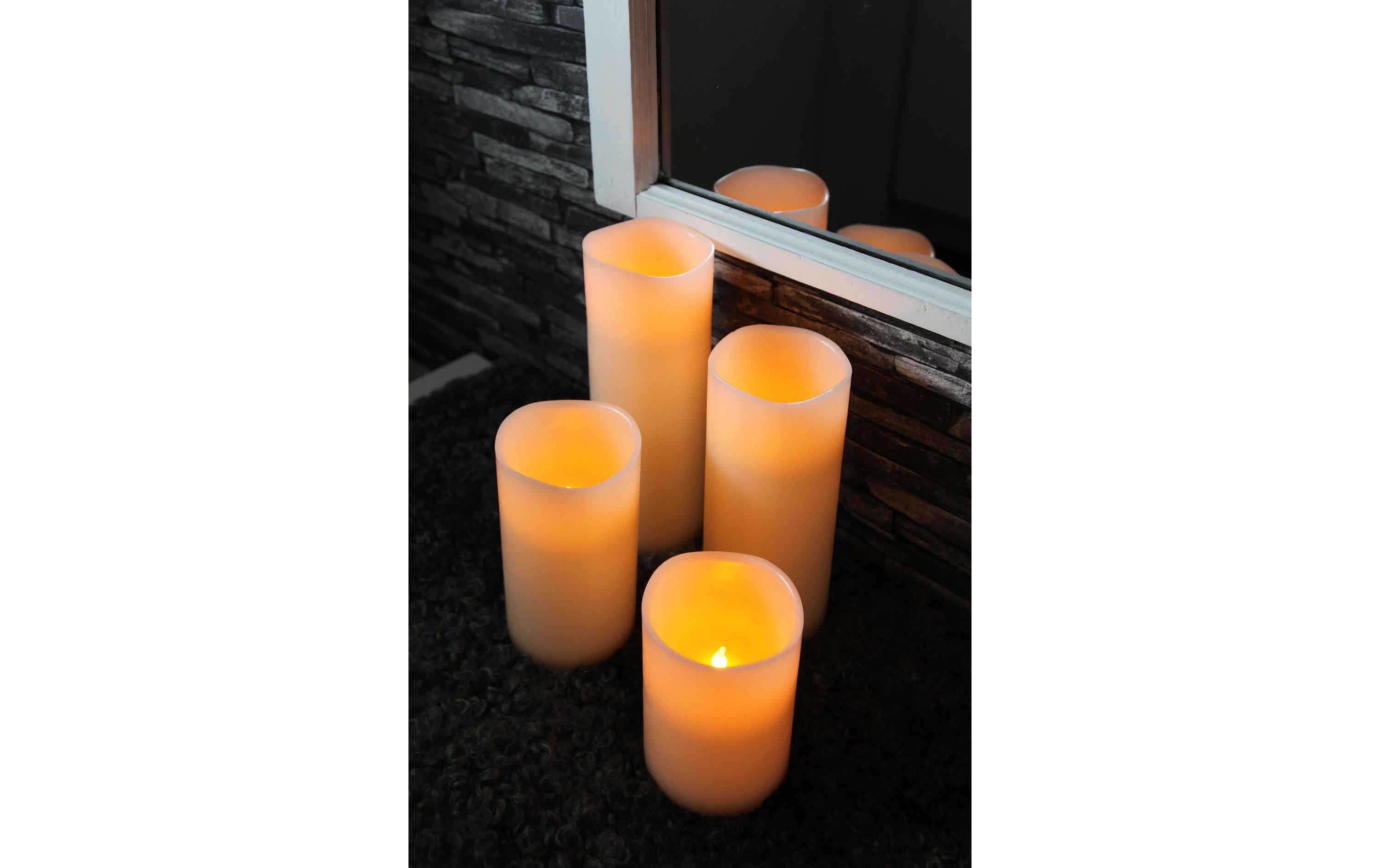 LED-Kerze Big Ø 10 x 20 cm, BeigeKerze aus Echtwachs mit LED Licht