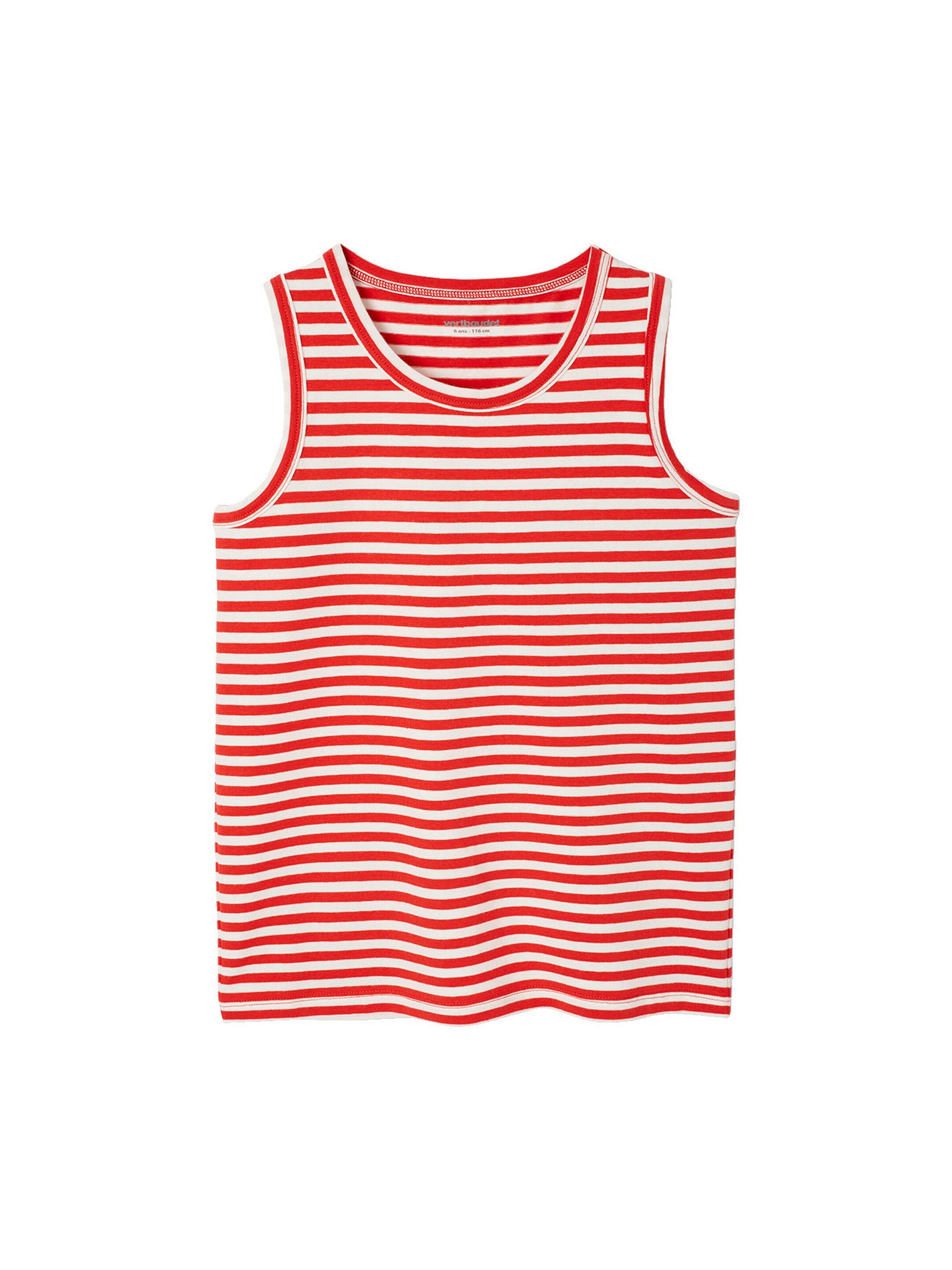 Vertbaudet Bio-Kollektion: 3er-Pack Jungen Trägershirts mit Ringelmuster rot