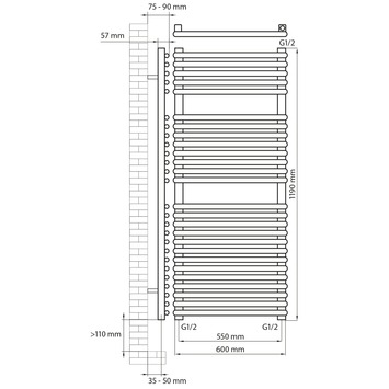 Haceka designradiator Monte Quartz 718 Watt 119x60 cm
