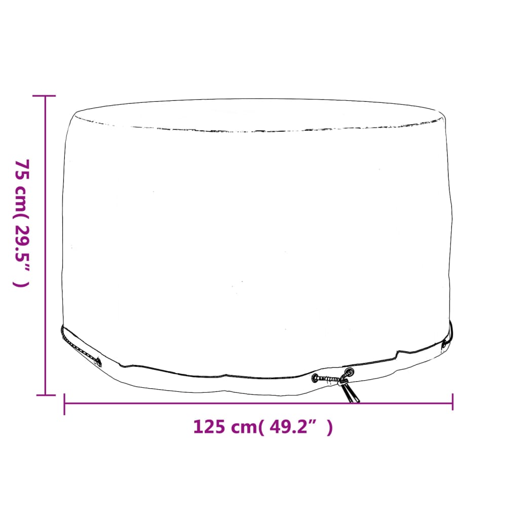 Housse pour meubles de jardin 6 œillets ø125x75 cm rond