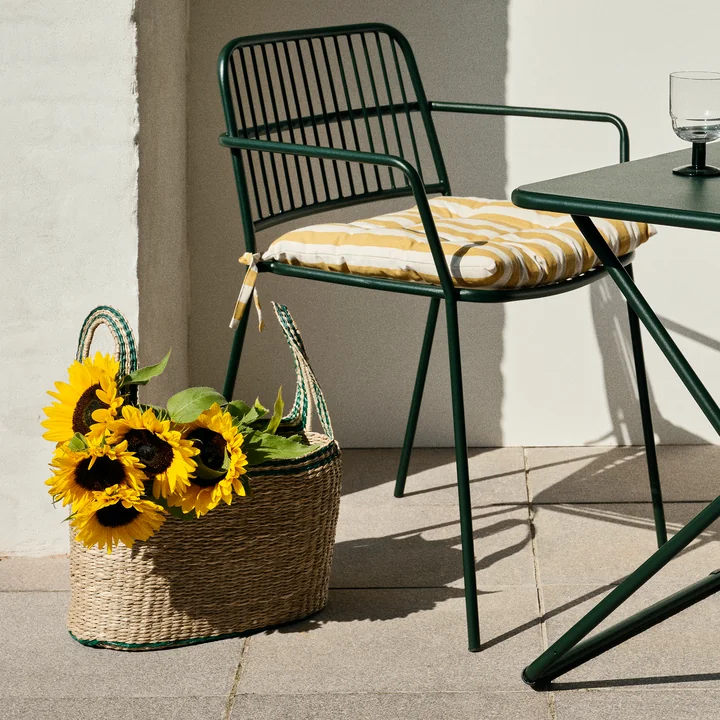 Broste Copenhagen - Lykke Korb, natural / jelly green (2er-Set)