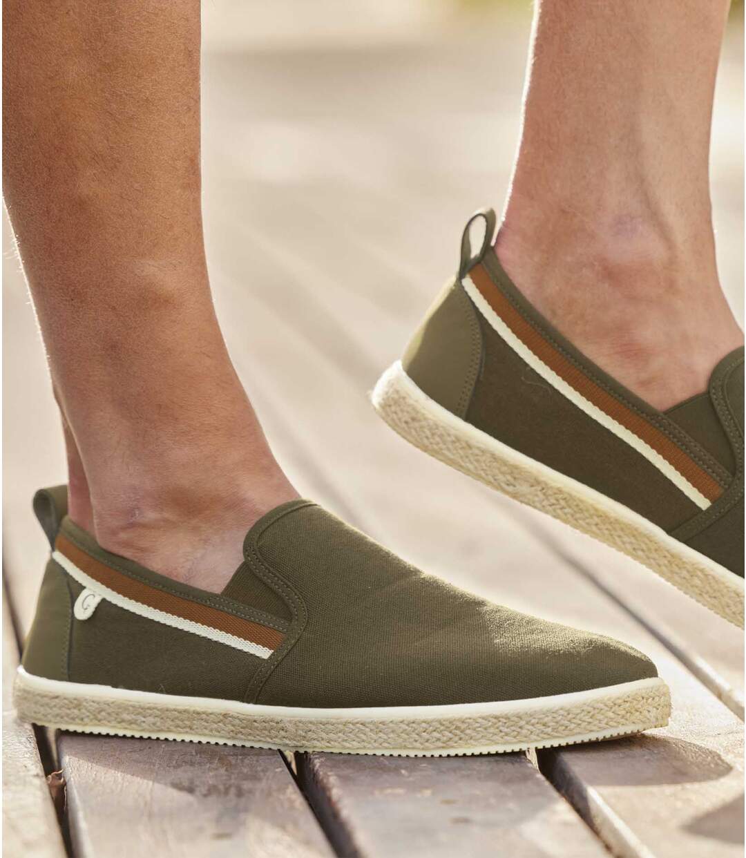 Mocassins Toile Élastiqués Semelle Tressée