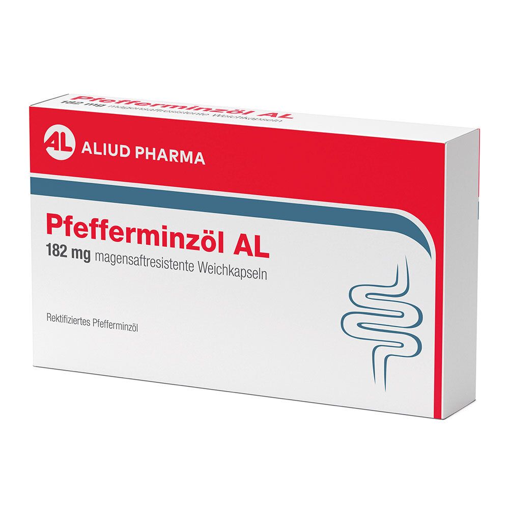 Pfefferminzöl AL 182 mg Weichkapseln bei Bauchkrämpfen, Bauchschmerzen, Blähungen, insbesondere bei Reizdarmsyndrom