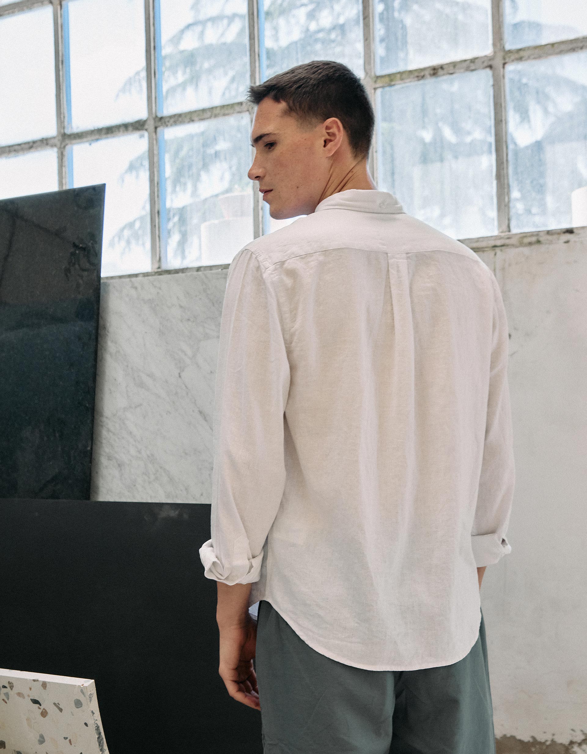 Camisa com Linho, Homem, Branco