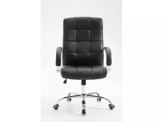 Chaise de bureau - Similicuir & Métal chromé - Noir - Mikos