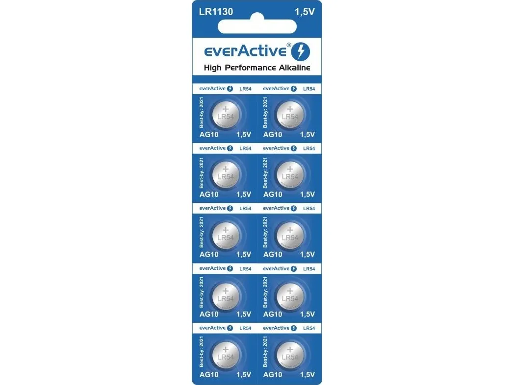 Everactive EVAG10, Engangsbatteri, LR1130, Alkaline, 1,5 V, CE-mærket, 10 stk.