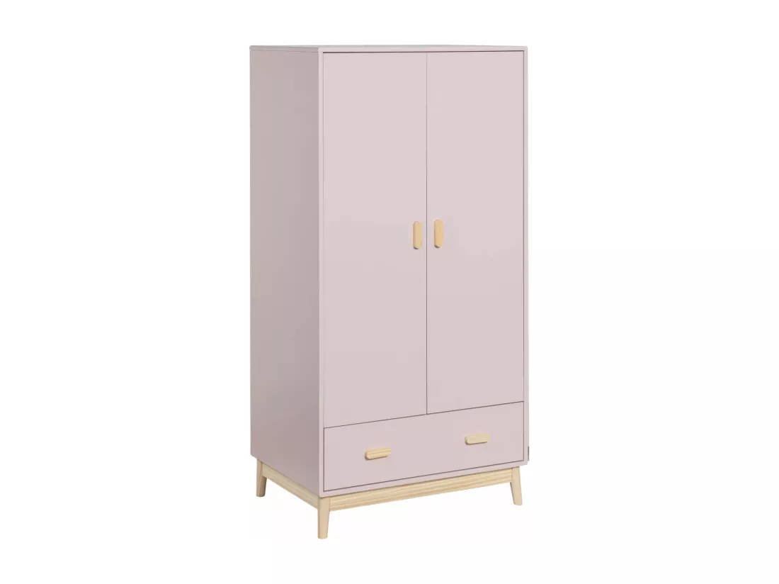 Armoire Mobili Rebecca Amchor 175x80x55 MDF Pin Rose Marron Scandinave À Monter