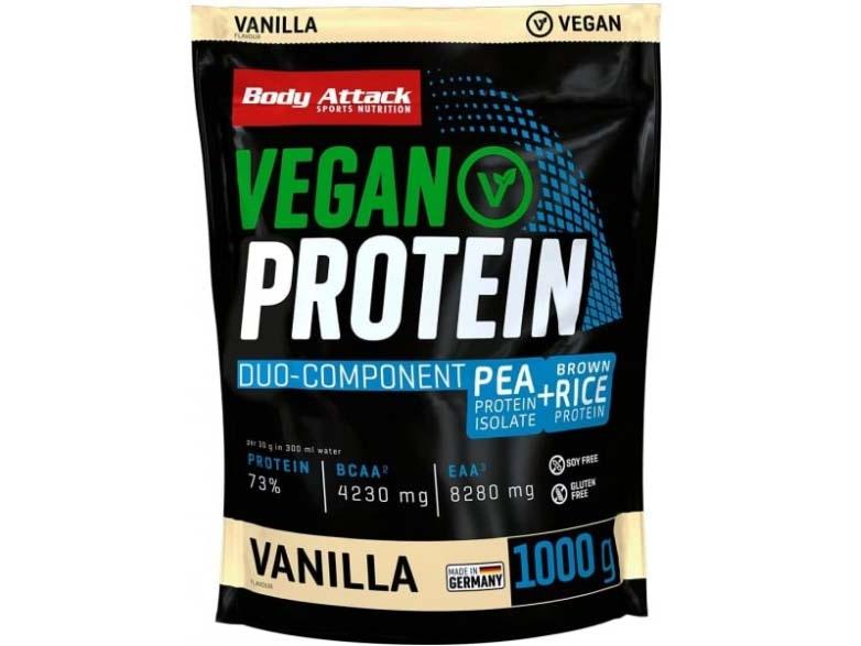 Body Attack Pulver Vegan Protein Vanille 1000 g Eiweiss aus pflanzlichen Quellen