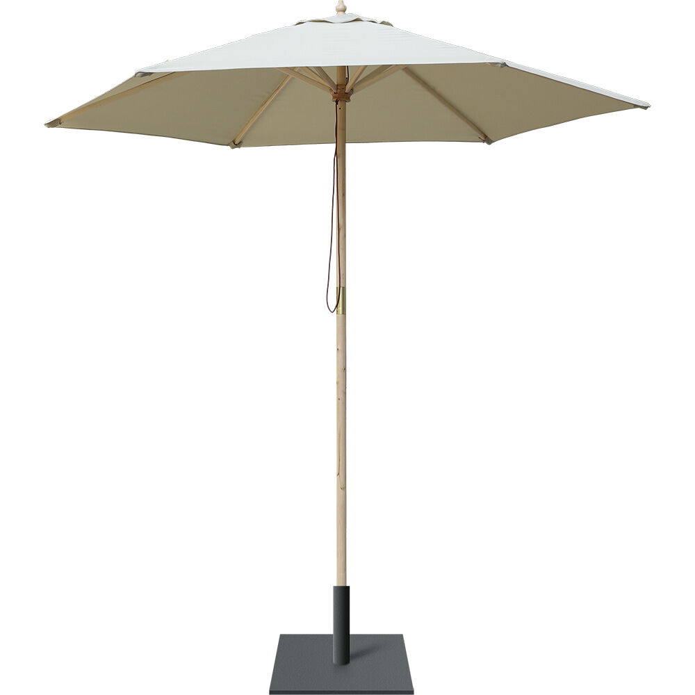 Parasol centré Surabaya pied et baleine en bois taupe Ø235xH245cm