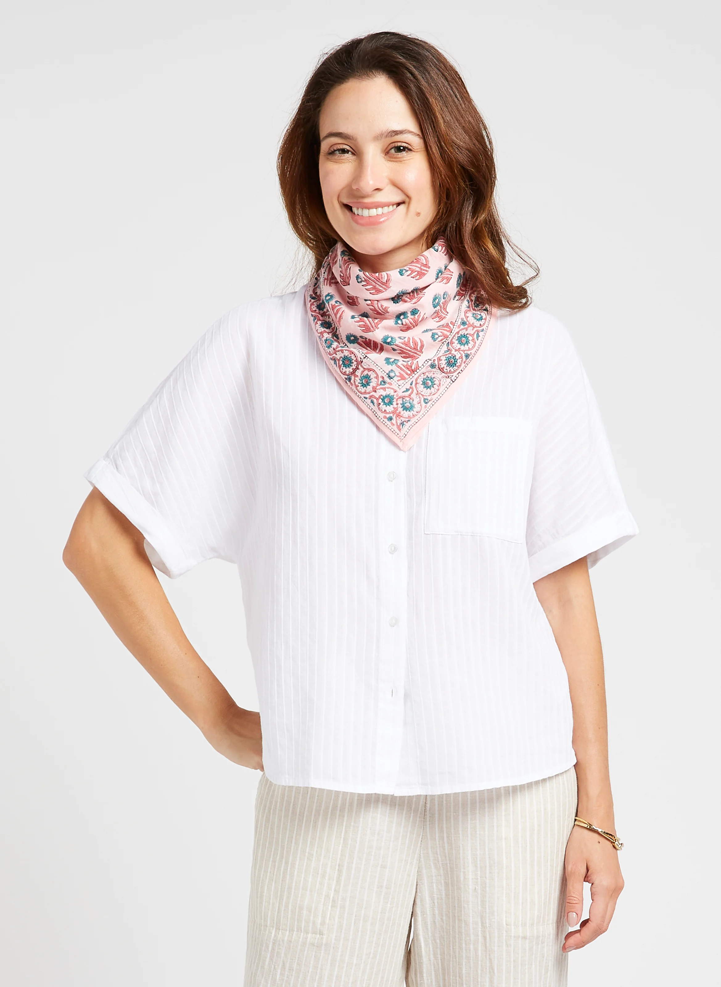 MANIKA - Foulard en coton imprimé | Rose
