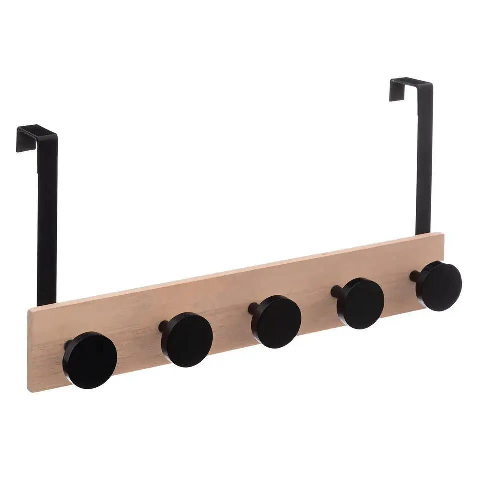 5Five Deurkapstok - zwart - 5-haaks - B50 x H24 cm