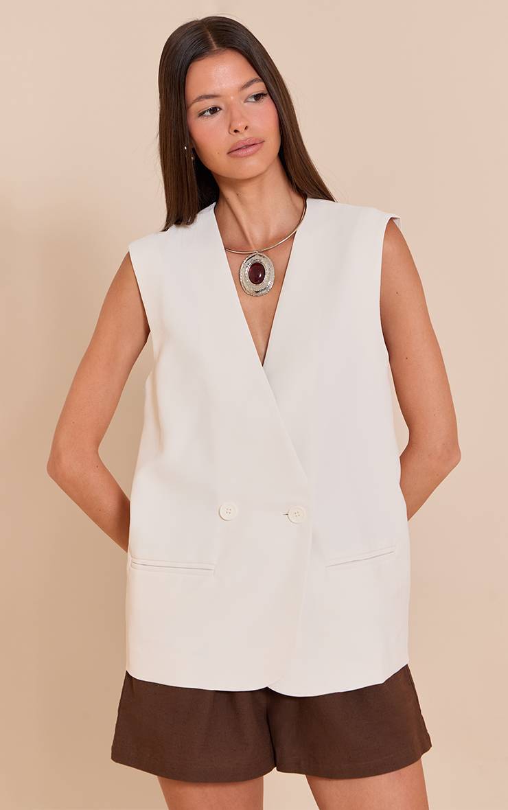 Gris Pierre Gilet Oversize Boxy