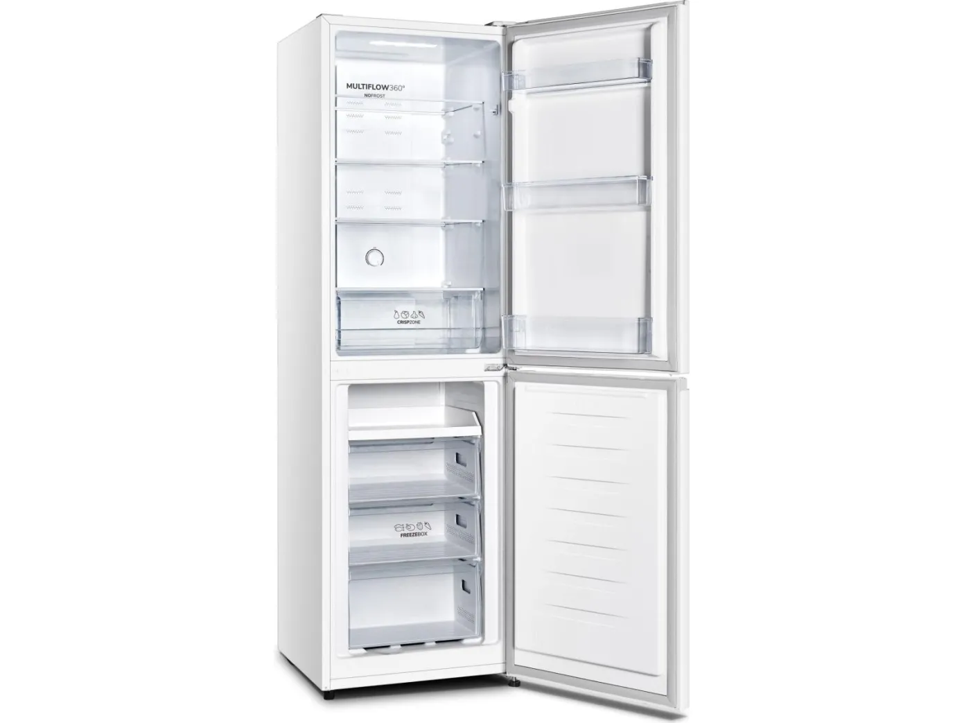 Gorenje Essential NRK418ECW4 - Køleskab/fryser - bund-fryser - bredde: 55 cm - dybde: 55.7 cm - højde: 182.4 cm - 256 liter - Klasse E - hvid