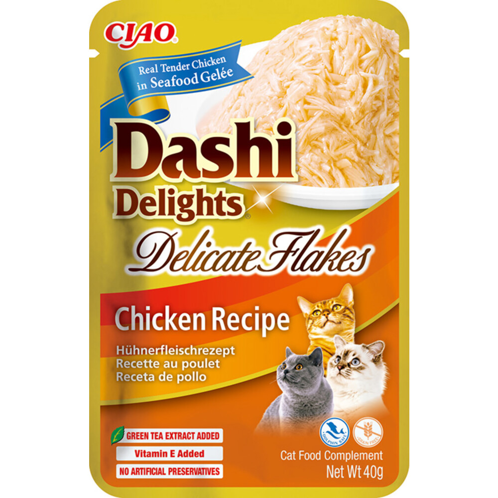 12x Ciao Dashi Delights Delicate Flakes Kattenvoer Nat Chicken40 gr