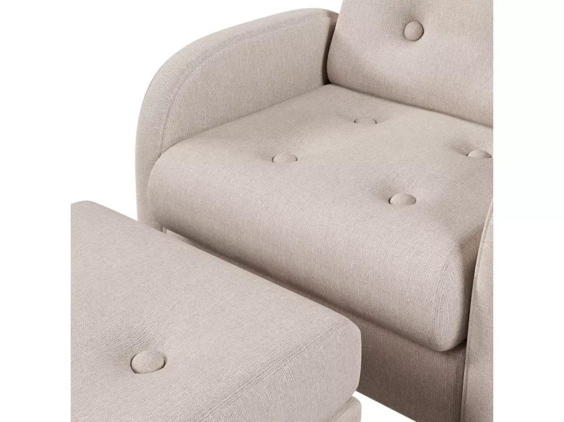 Fauteuil avec repose-pieds - dossier réglable - Beige
