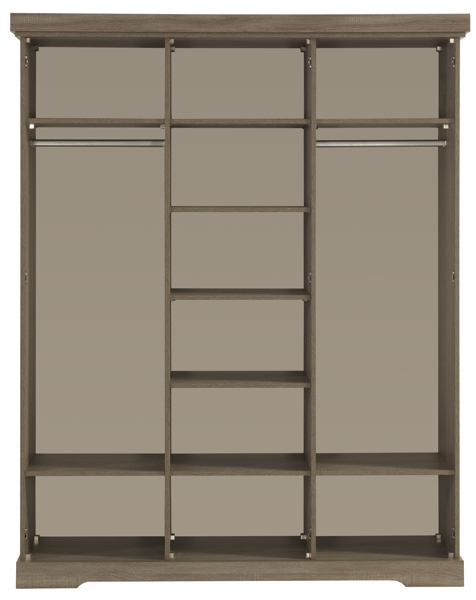 Spiegel kledingkast Latte 3 witte scharnierdeuren - 175 x 220 x 62 cm