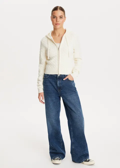 Kabelvest met rits off-white (WIT.O)