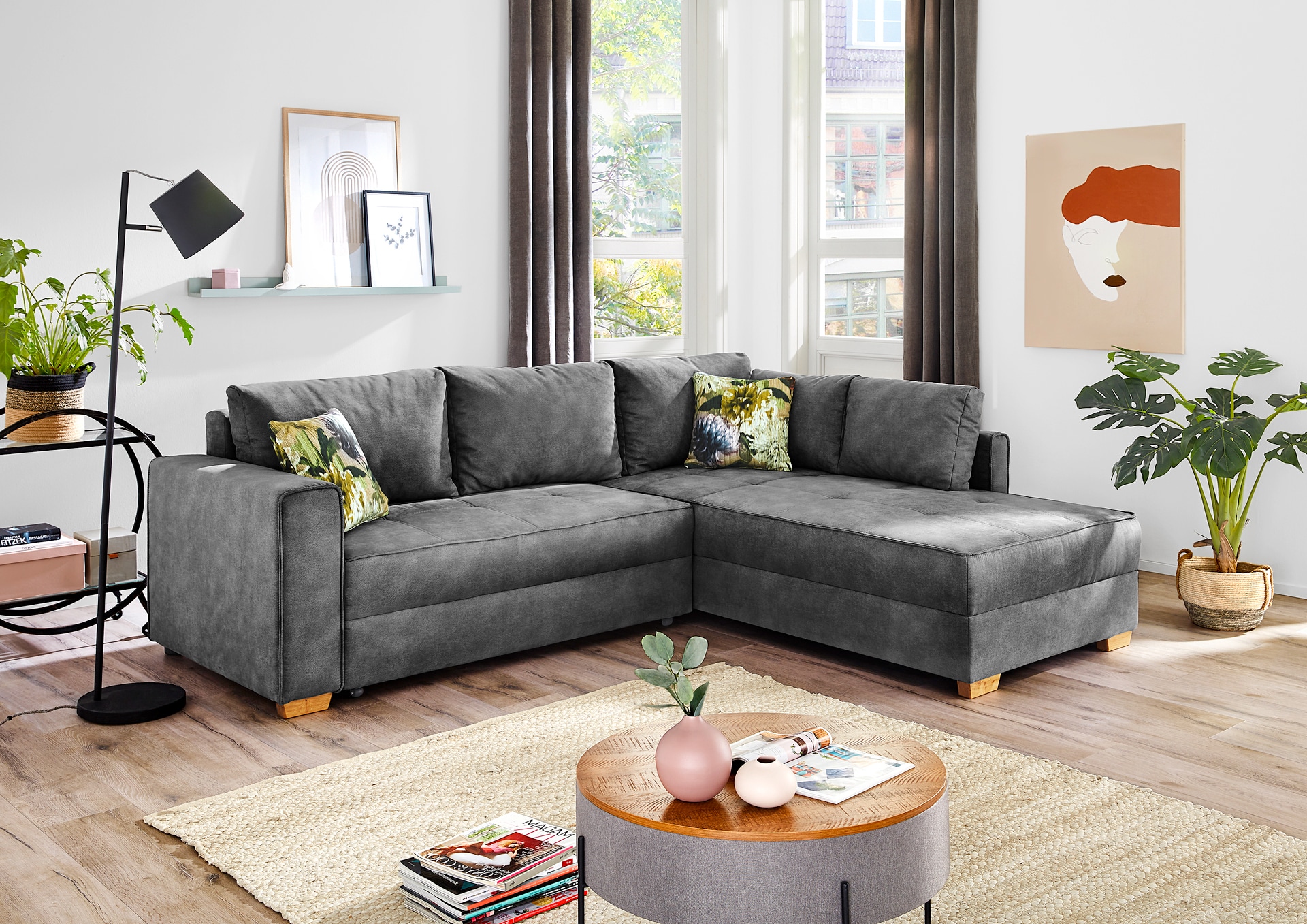 Ecksofa PAROS 257 x 207 cm grau