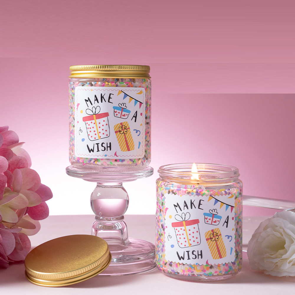 Duft Kerze im Glas Aromatherapie Home Deko Wachs Kerze Streusel mit Deckel - Erdbeere