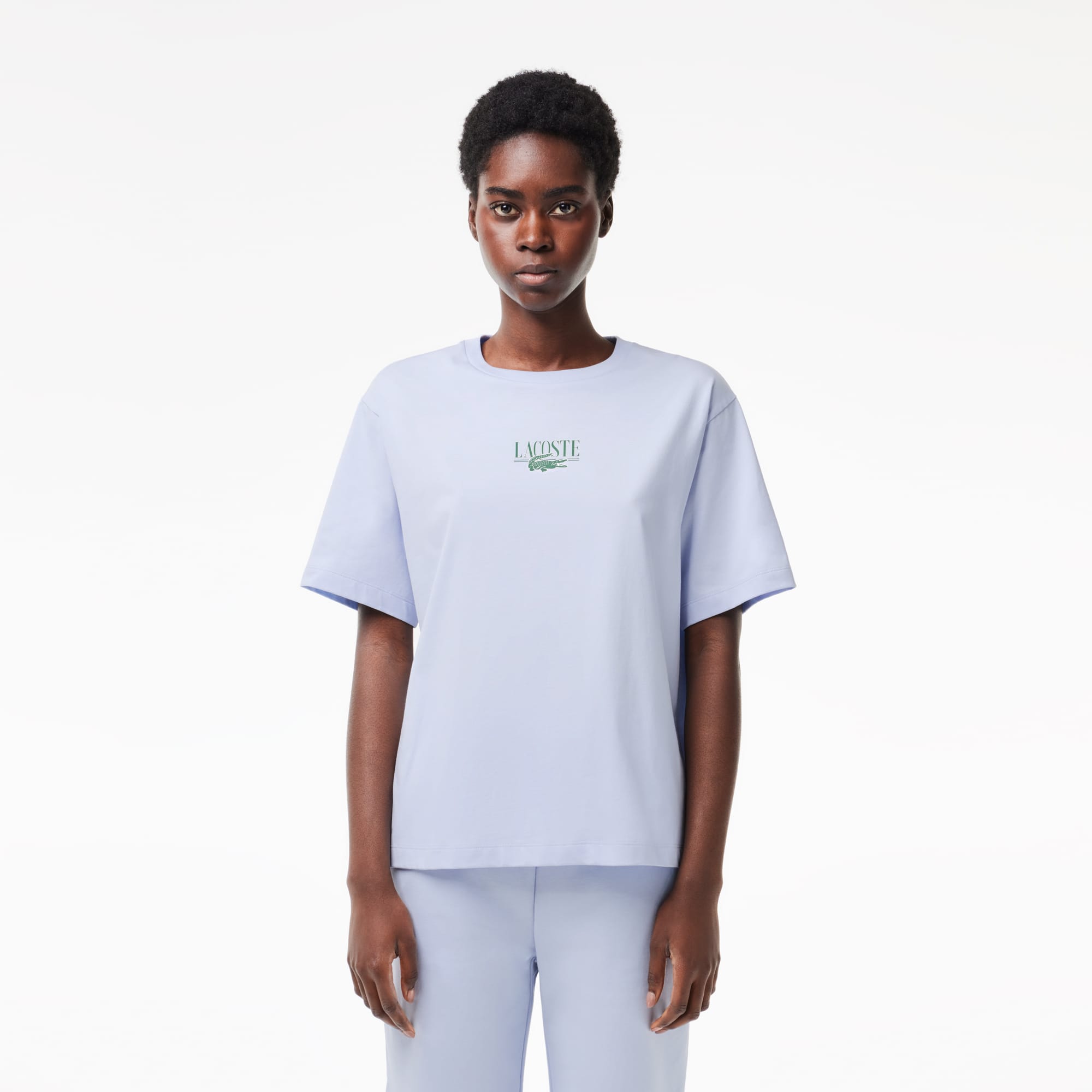 T-shirt en jersey de coton imprimé Lacoste T-Shirts - Bleu - Lacoste - Femme