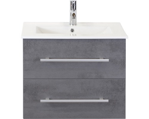 Sanox Stretto badkamermeubelset (B x H x D 61 x 52 x 39 cm), frontkleur beton antraciet, met keramische wastafel wit