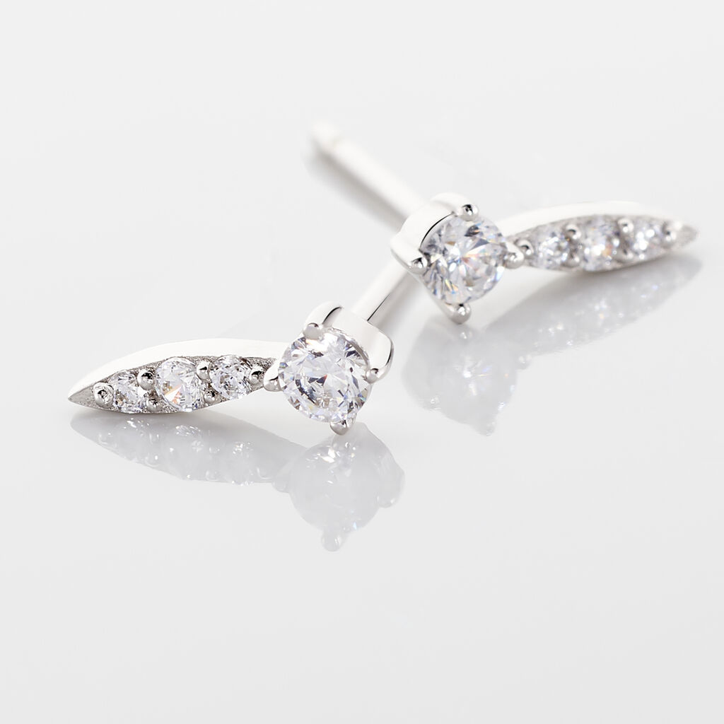 Boucles D'oreilles Puces Bormana Argent Blanc Oxyde De Zirconium