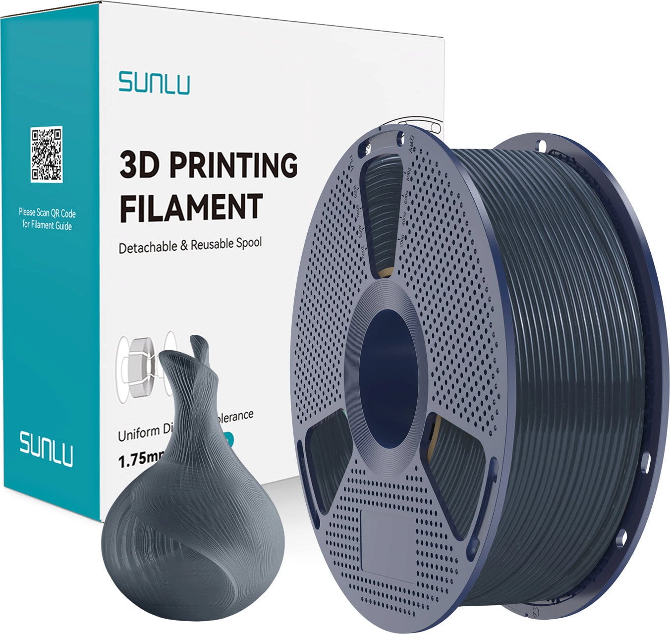 SUNLU  PLA Transparent Mist Black, 1,75 mm / 1000 g    Biologisch abbaubares PLA Material in Transparent Mist Black
