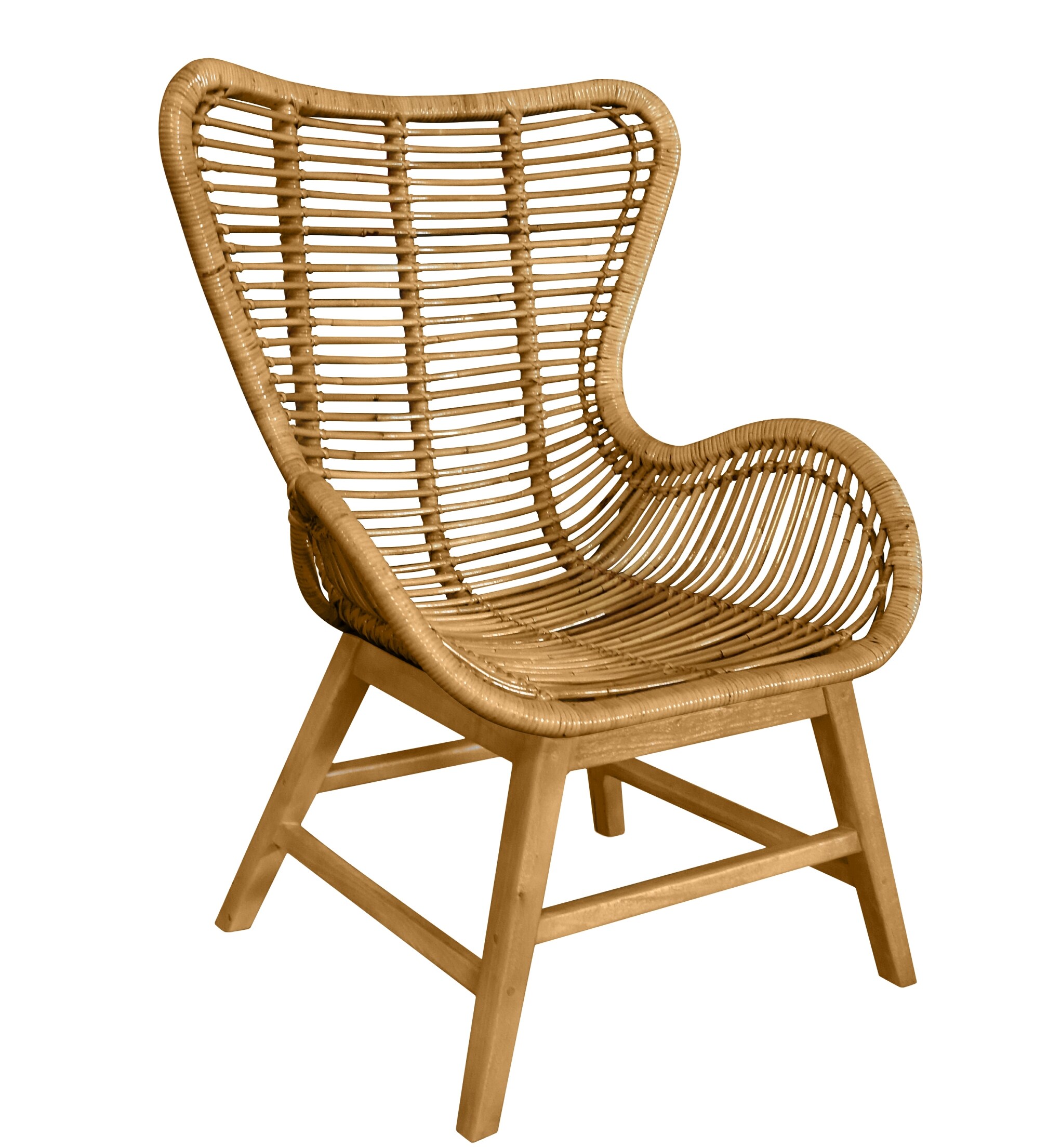 Sessel Rattan natur Relaxchair Relaxsessel Wohnzimmerstuhl Teakholz Stuhl