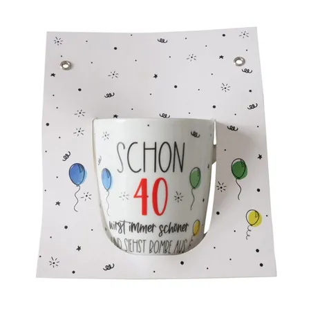 Boltze Becher Geburtstag 40 weiß, 330 ml