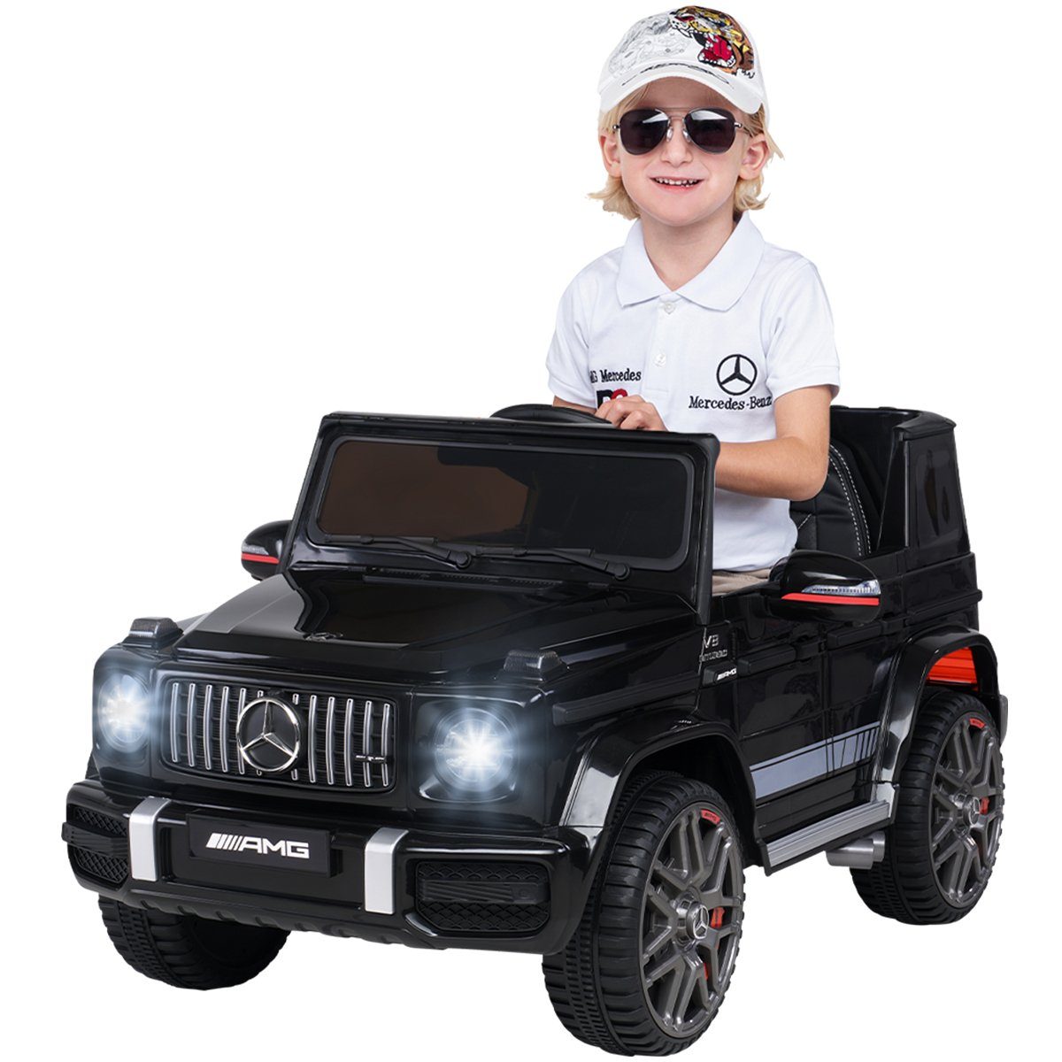 Actionbikes Motors Elektro-Kinderauto Mercedes Benz AMG G63 - Kinder Elektro Auto ab 3 Jahre, Belastbarkeit 35 kg, (2-tlg), Soft-Start - Sto&szlig;d&auml;mpfer