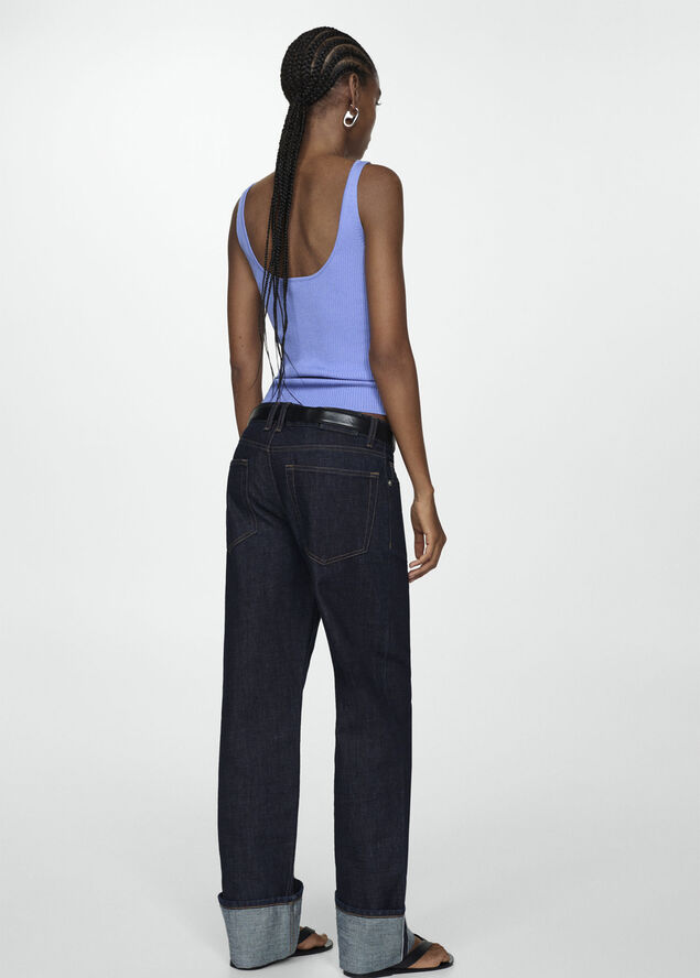 MANGO Knit strap top Lt-pastel blue