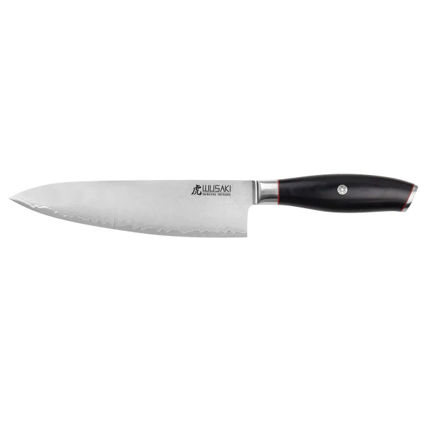 Couteau modèle chef Wusaki Fujiko Black 20cm manche en pakka Wusaki