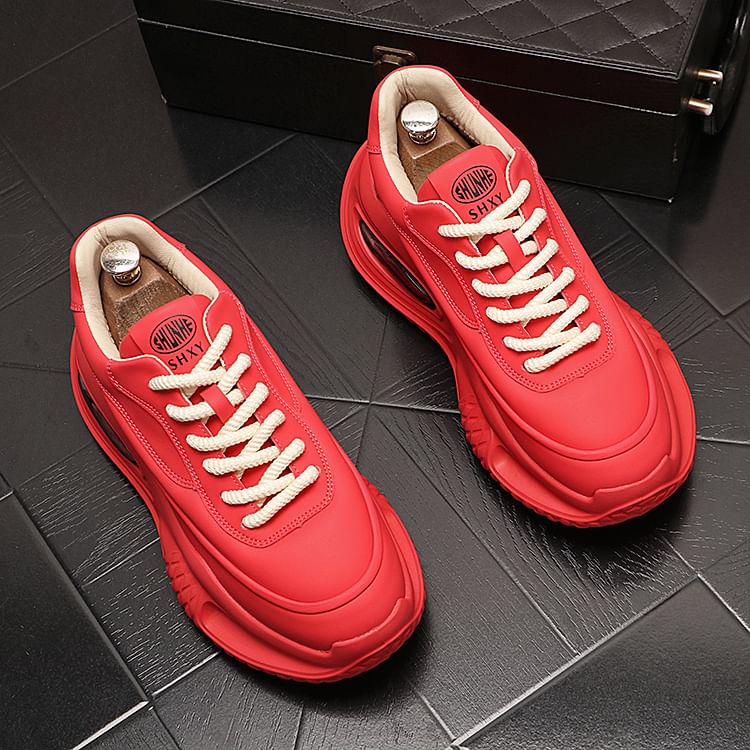 Mr Ozera - Platform Plain Lace-Up Sneakers