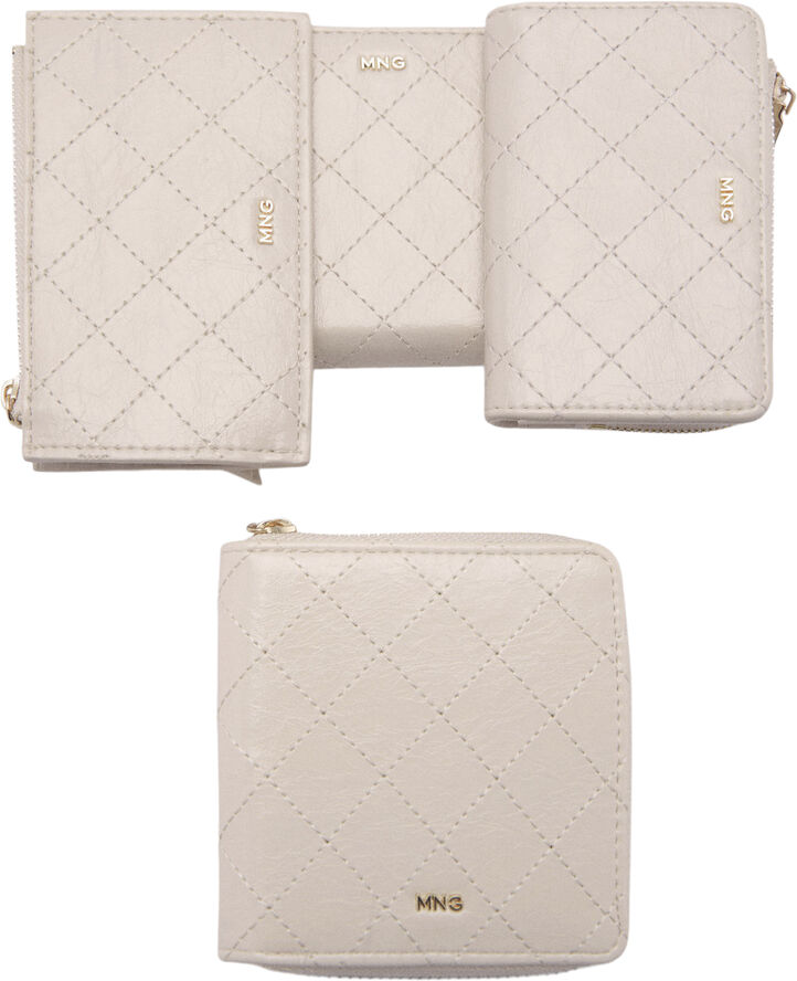 MANGO Wallet decorative stitching Natural white