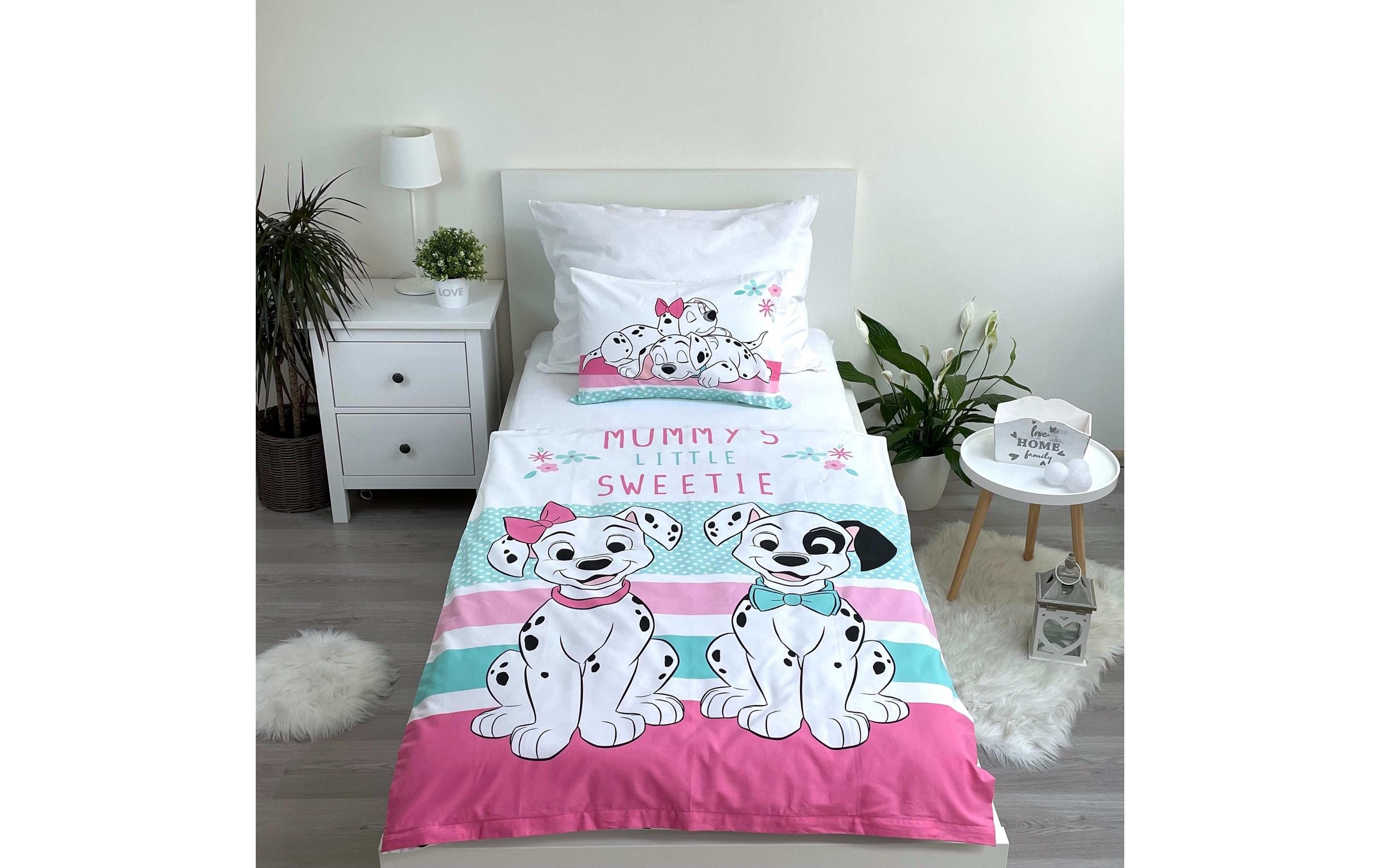 Kinderbettwäsche 101 Dalmatians 100 x 135 cm + 40 x 60 cmBettwäscheset für ein kleineres Kinderbett